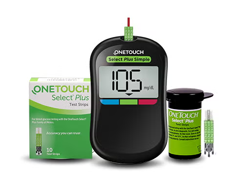 El medidor   de glucosa OneTouch Select Plus Simple® usa las tiras reactivas OneTouch Select Plus.